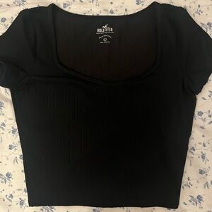 hollister ribbed square neck cropped tee